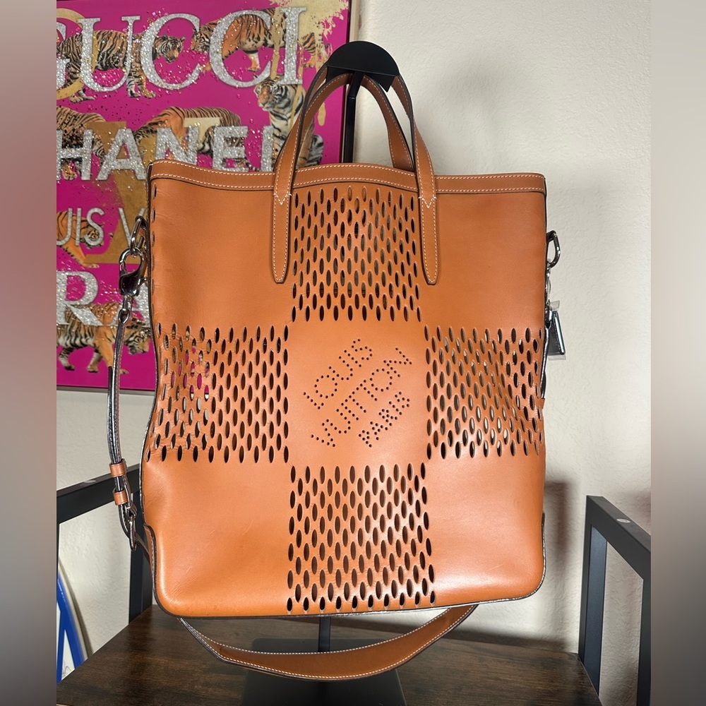 Louis Vuitton Nomade North West Cabas Perforated Leather Tote Cognac DamierBrown